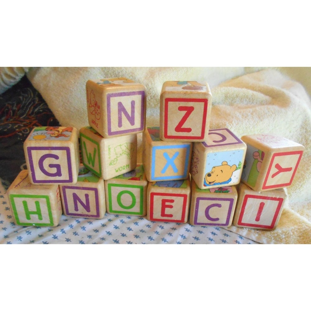 Vintage Walt Disney Wooden ABC Blocks Winnie the Pooh Animals Lot 13 Replacement